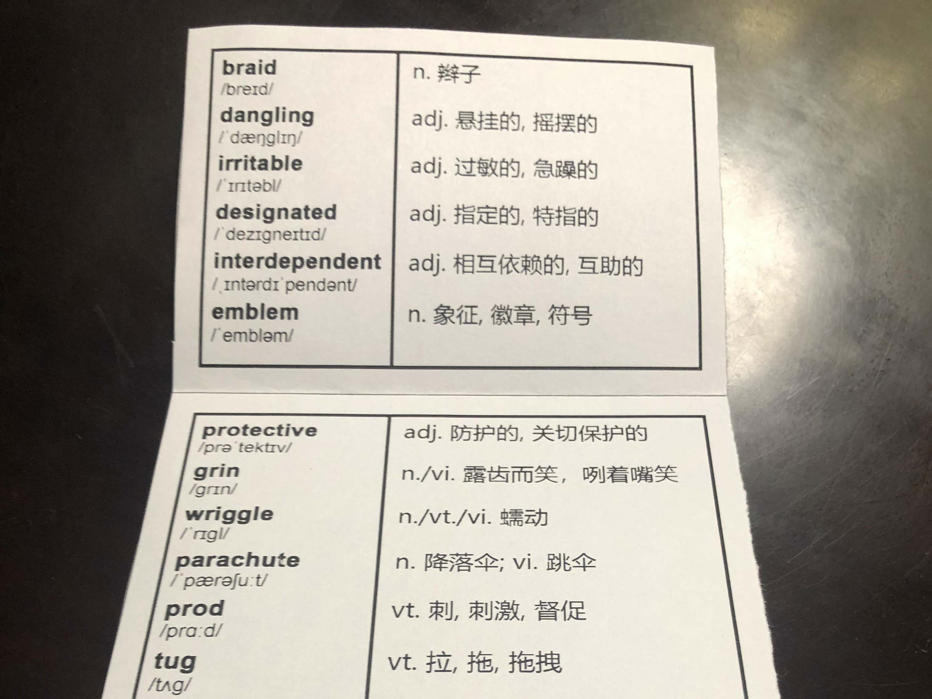 My Paper-based Vocabulary Cards in 2020