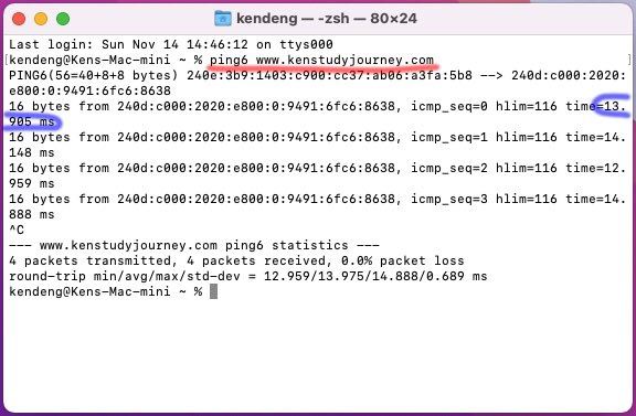 Ping my IPv6 Website at Home