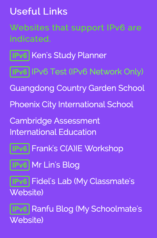 Useful Links with IPv6 Indicators