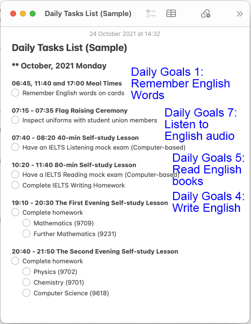 My Tasks Checklist