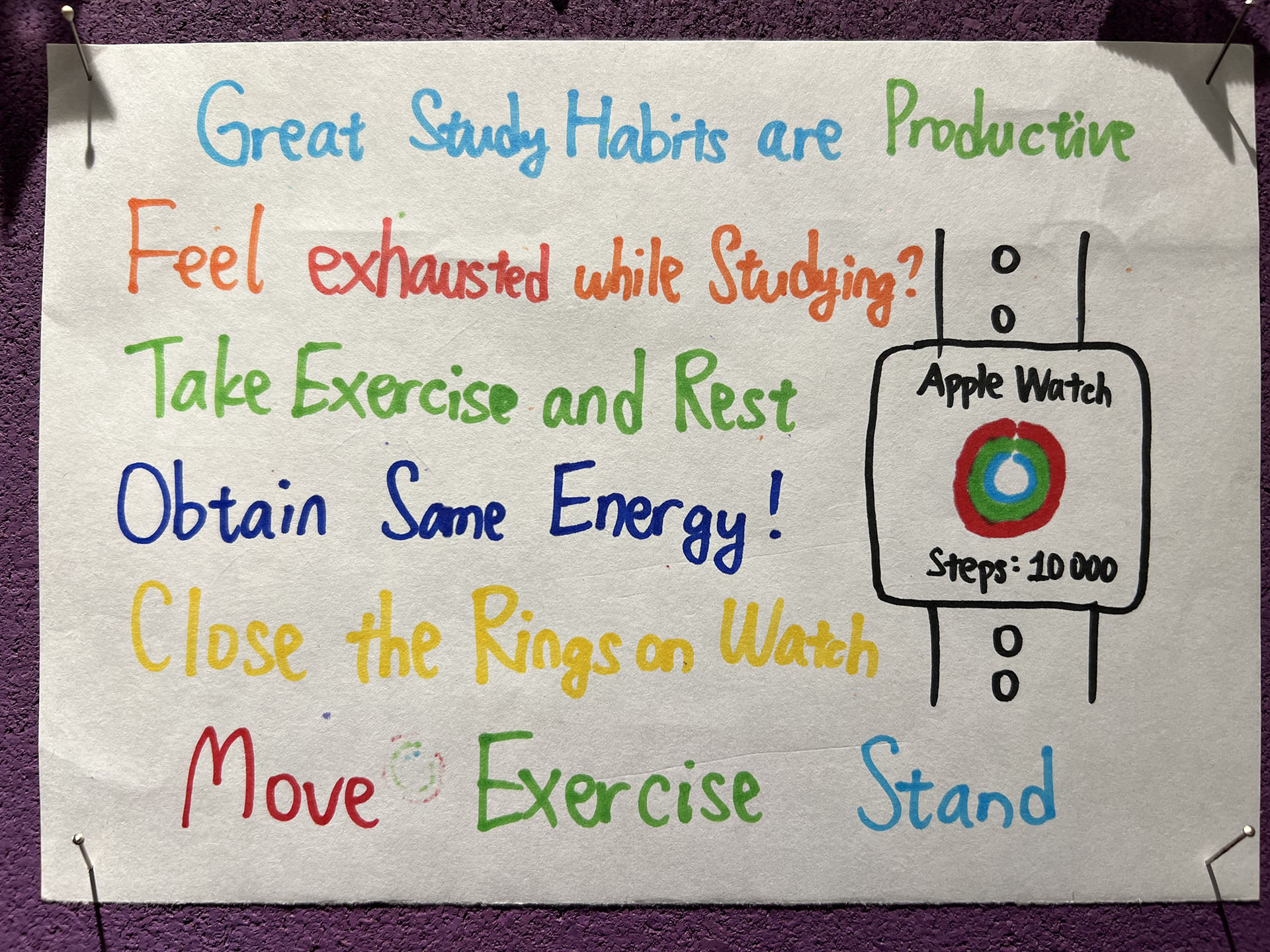 Great Study Habits Poster (Take Exercise and Close Rings)