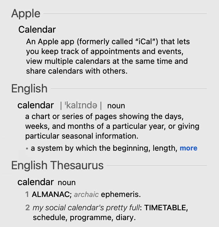 Finding Meanings on Apple Dictionary