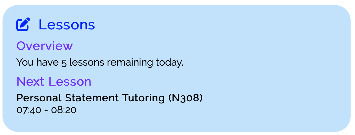 Displaying Next Lesson on Study Planner