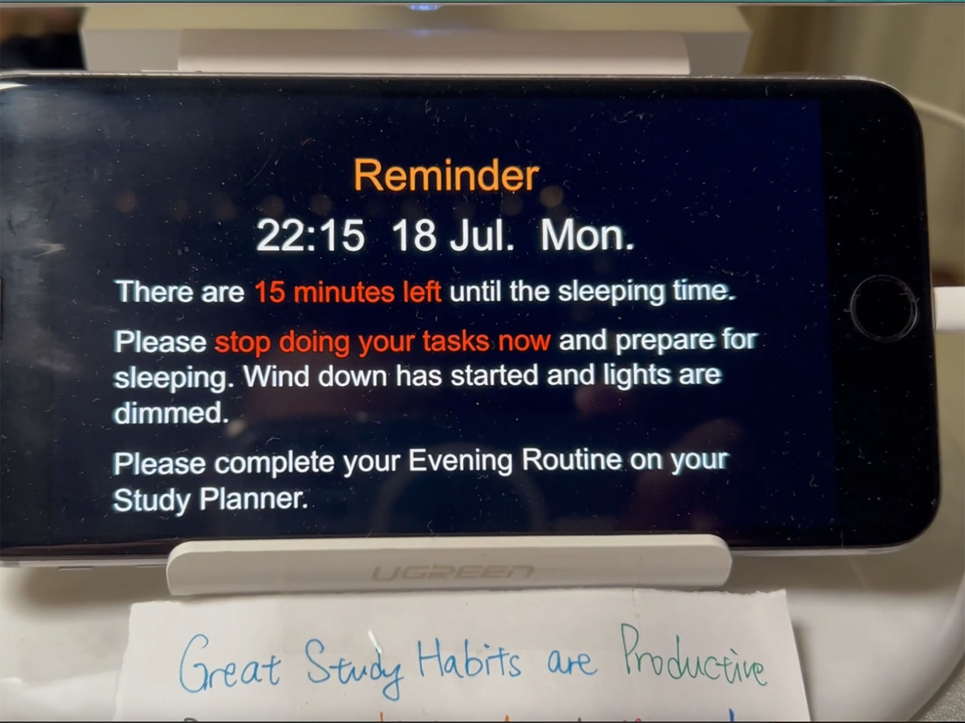 15-minute Reminder on Desk Clock