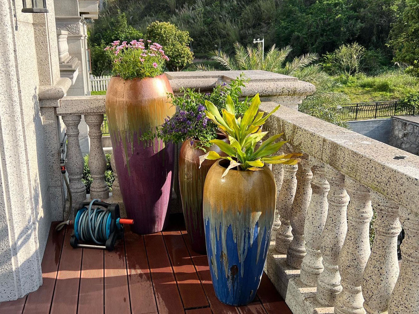 Watering Flowers in the Balcony