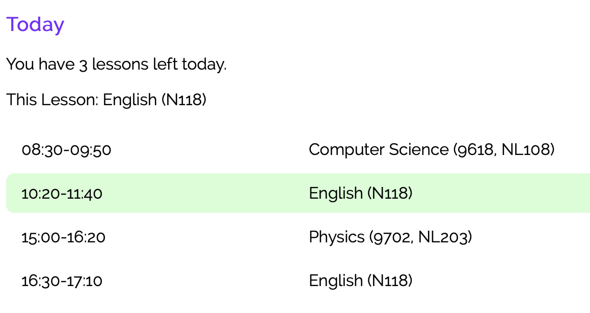 Check Schedule and Lessons