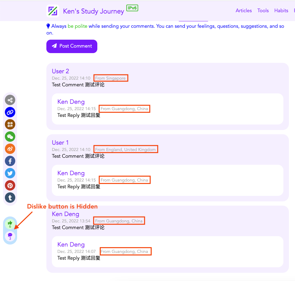 Displaying IP Address Locations on Comments