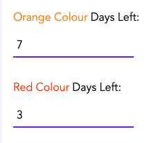 Changing Days Left Colour Thresholds