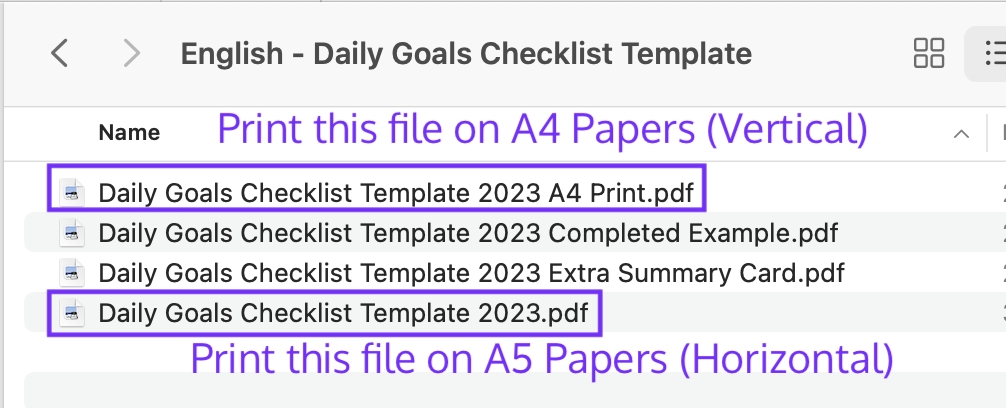 Files in Downloaded Checklist Package