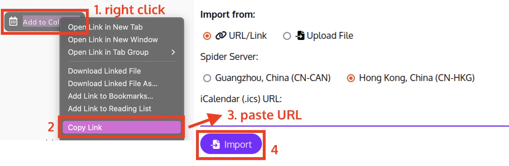 Importing an Event in Planner 4